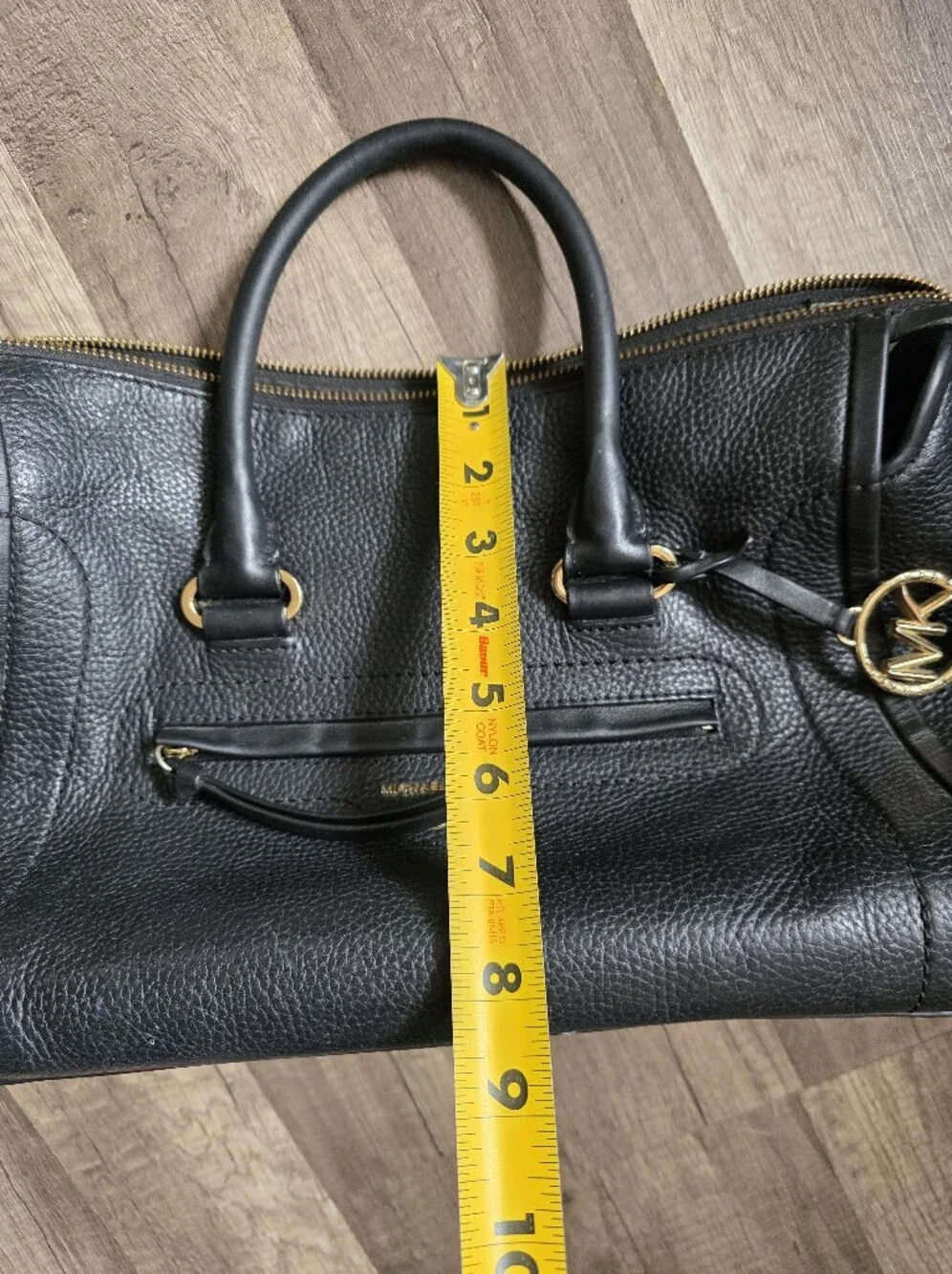 Michael Kors Black Y2K Carine Satchel Pebbled Leather Gold Medium Queen Bag